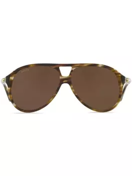 Солнцезащитные очки-пилоты с логотипом Interlocking G Gucci Eyewear, зеленый