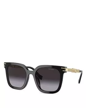 Солнцезащитные очки-подушка MU 13WS, 55 мм Miu Miu, цвет Black