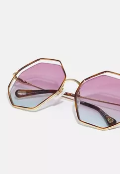 Солнцезащитные очки Poppy Hexagonal Metal Sunglasses CHLO, гавана/золотистый/фиолетовый