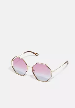 Солнцезащитные очки Poppy Hexagonal Metal Sunglasses CHLO, цвет havana/gold-coloured/violet