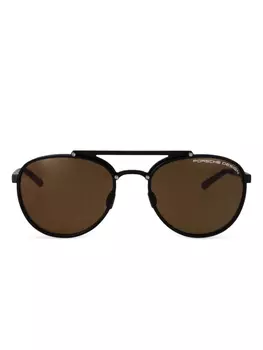 Солнцезащитные очки Porsche Design в круглой оправе, черный