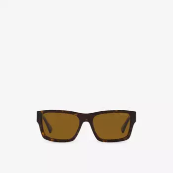 Солнцезащитные очки PR 25ZS в прямоугольной оправе из ацетата черепаховой расцветки Prada, коричневый