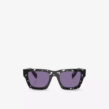 Солнцезащитные очки PR A06S в прямоугольной оправе из ацетата ацетата Prada, черный