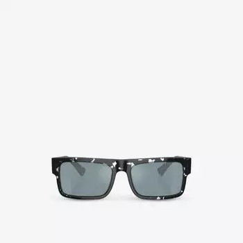 Солнцезащитные очки PR A10S в прямоугольной оправе из ацетата черепаховой расцветки Prada, черный