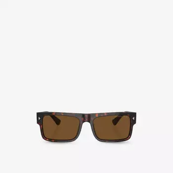 Солнцезащитные очки pr a10s в прямоугольной оправе из ацетата ацетата Prada, коричневый