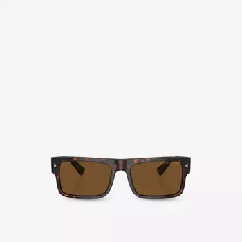 Солнцезащитные очки pr a10s в прямоугольной оправе из ацетата ацетата Prada, коричневый