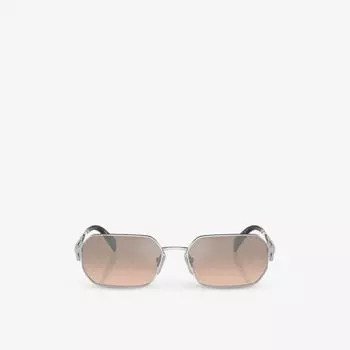 Солнцезащитные очки Pr a51s в металлической оправе с нестандартной формой Prada, серебряный