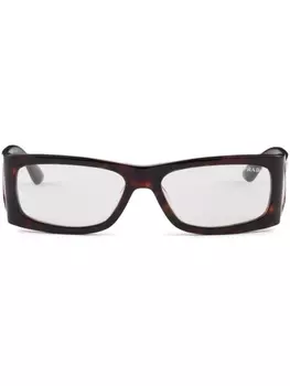 Солнцезащитные очки Prada Eyewear в прямоугольной оправе, коричневый