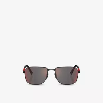 Солнцезащитные очки Prada Linea Rossa квадратные металлические, черный