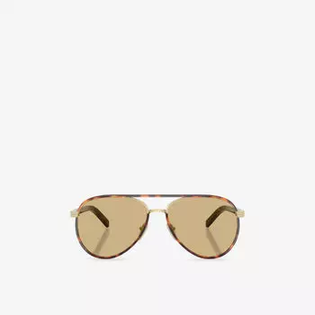 Солнцезащитные очки Prada Pr b57s Pilot-Frame в стальной оправе, золотой
