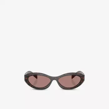 Солнцезащитные очки Prada с ацетатной овальной оправой, коричневый