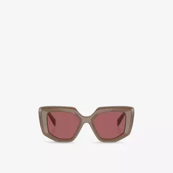 Солнцезащитные очки Prada с асимметричной оправой, коричневый