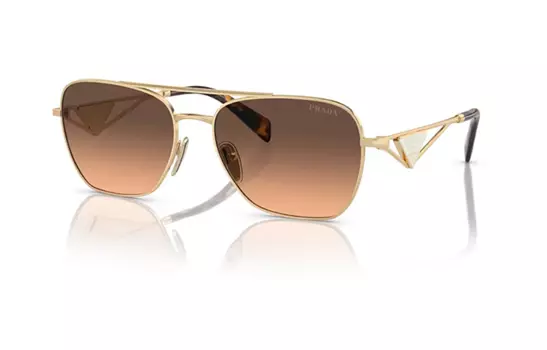 Солнцезащитные очки Prada в прямоугольной оправе, золотой