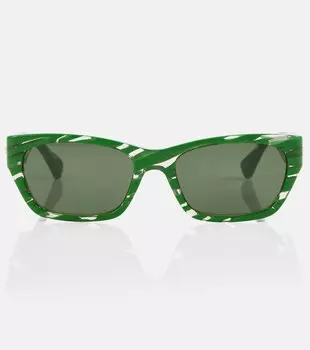 Солнцезащитные очки прямоугольной формы из ацетата Bottega Veneta, зеленый