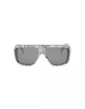 Солнцезащитные очки прямоугольной формы Oversize PLEIN HEXAGON Philipp Plein, цвет White / Black
