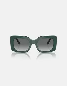 Солнцезащитные очки прямоугольной формы Vogue Eyewear насыщенного темно-зеленого цвета с серыми линзами