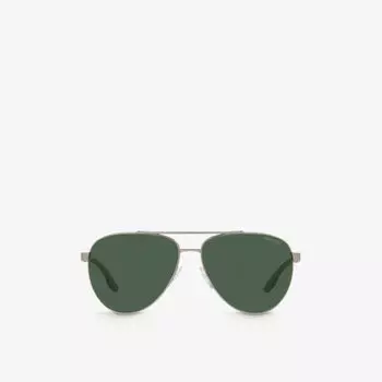 Солнцезащитные очки PS 52YS в металлической оправе пилота Prada Linea Rossa, серый