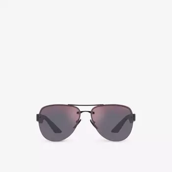 Солнцезащитные очки PS 55YS в металлической оправе пилота Prada Linea Rossa, черный