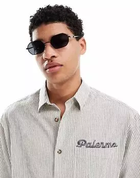 Солнцезащитные очки Pull&Bear в металлической оправе черного цвета