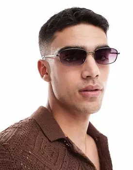 Солнцезащитные очки Pull&Bear в металлической оправе с фиолетовыми линзами