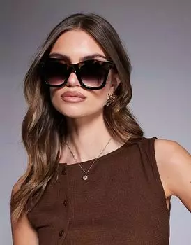 Солнцезащитные очки Quay after hour квадратной формы в черепаховой оправе с черными градиентными линзами Quay Australia