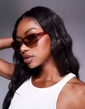 Солнцезащитные очки Quay Vibe Check в прямоугольной оправе нежно-розового цвета Quay Australia