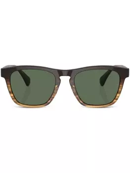 Солнцезащитные очки R-3 трапециевидной формы Oliver Peoples, коричневый
