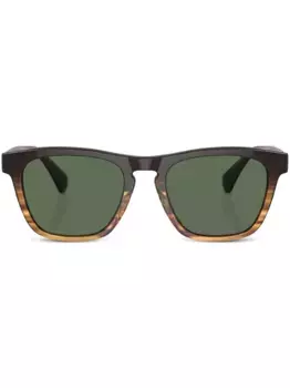 Солнцезащитные очки R-3 трапециевидной формы Oliver Peoples, коричневый