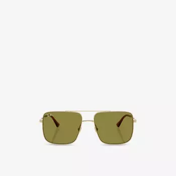 Солнцезащитные очки Ray-Ban ARI с квадратной металлической оправой, золотой