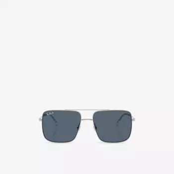 Солнцезащитные очки Ray-Ban биоразлагаемые квадратные металлические, серебряный