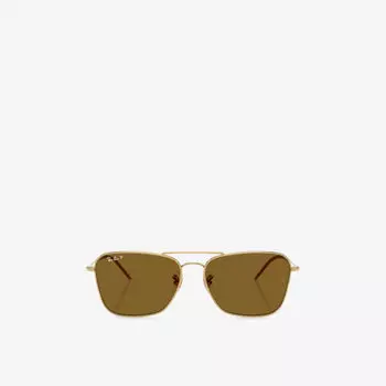 Солнцезащитные очки Ray-Ban Caravan с квадратной металлической оправой поляризованные, черный