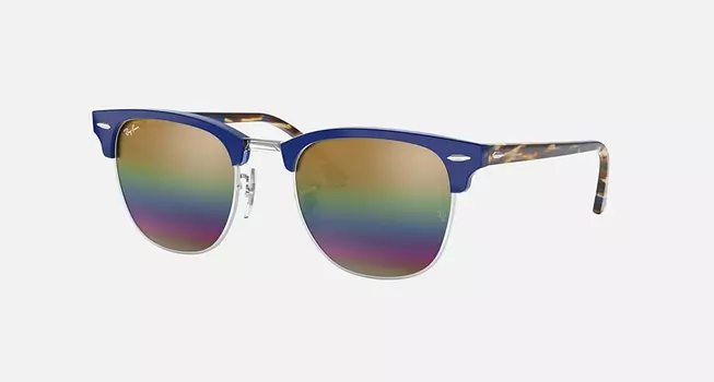 Солнцезащитные очки Ray-Ban CLUBMASTER MINERAL FLASH LENSES, золотой радужный