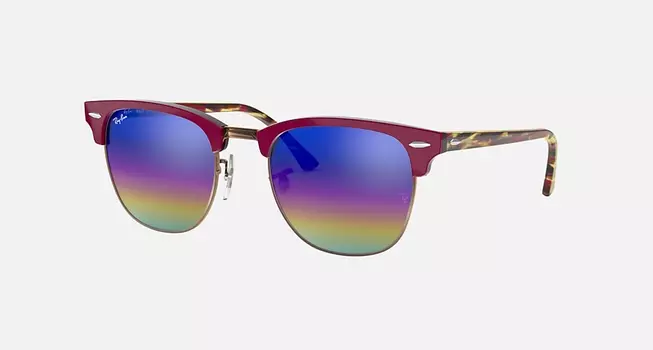 Солнцезащитные очки Ray-Ban CLUBMASTER MINERAL FLASH LENSES, синий радужный