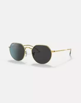 Солнцезащитные очки Ray-Ban Jack необычной формы с поляризационными линзами Legend Gold и черными линзами