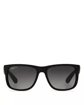 Солнцезащитные очки Ray-Ban Justin квадратные, поляризационные, 55 мм, черный
