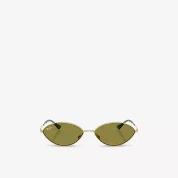 Солнцезащитные очки Ray-Ban Kai овальные с металлической оправой, золотой