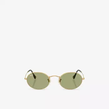 Солнцезащитные очки Ray-Ban овальные металлические из летней коллекции, золотой