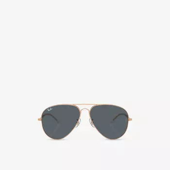 Солнцезащитные очки Ray-Ban "ретро-авиаторы" в металлической оправе, золотой