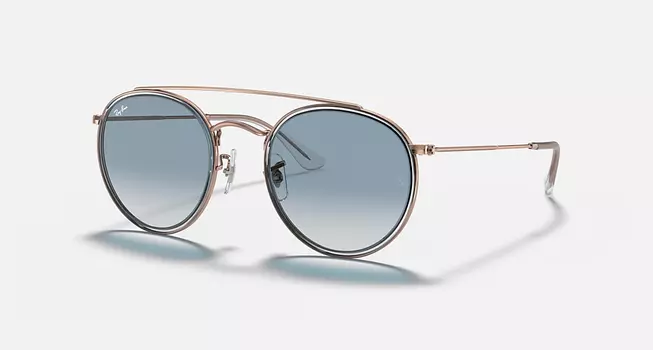 Солнцезащитные очки Ray-Ban ROUND DOUBLE BRIDGE, светло-синий градиент