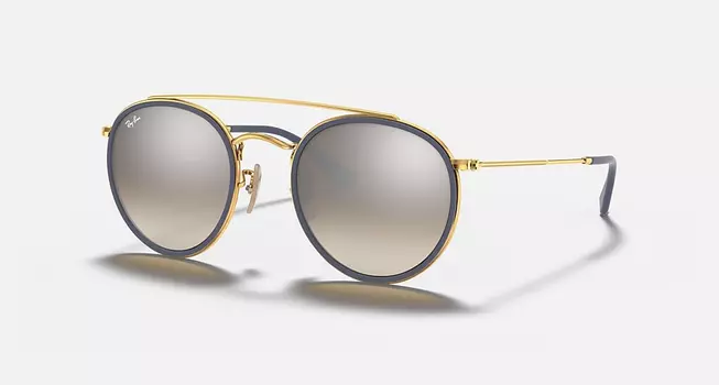 Солнцезащитные очки Ray-Ban ROUND DOUBLE BRIDGE, серебряный градиент