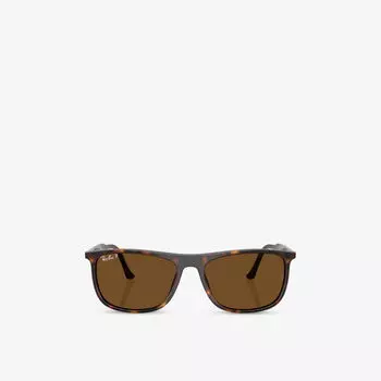 Солнцезащитные очки Ray-Ban с ацетатной оправой прямоугольные, коричневый