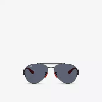 Солнцезащитные очки Ray-Ban Scuderia Ferrari "авиаторы" с ацетатной оправой, черный
