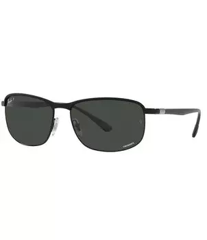 Солнцезащитные очки Ray-Ban Unisex 0RB3671CH 60 мм, прямоугольные поляризованные, черный