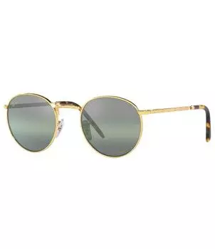 Солнцезащитные очки Ray-Ban Unisex Rb3637 53 мм, круглые, поляризованные, золотой