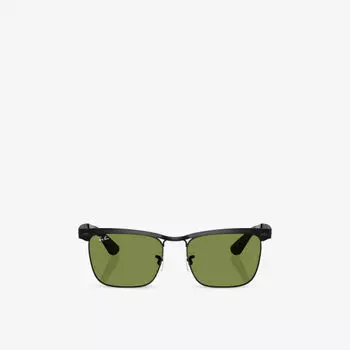 Солнцезащитные очки Ray-Ban Wayfarer Deluxe квадратные в металлической оправе, черный