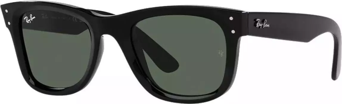 Солнцезащитные очки Ray-Ban Wayfarer с обратной стороны, черный/темно-зеленый
