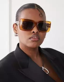 Солнцезащитные очки Reclaimed Vintage большого размера в квадратном корпусе коричневого цвета