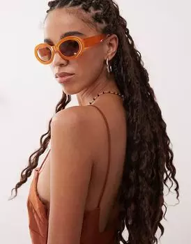 Солнцезащитные очки Reclaimed Vintage bubble oval в оранжевой оправе