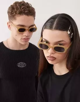 Солнцезащитные очки Reclaimed Vintage унисекс, тонкие, квадратные, матово-зеленого цвета