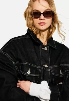 Солнцезащитные очки RECTANGULAR RETRO Bershka, темно-коричневый